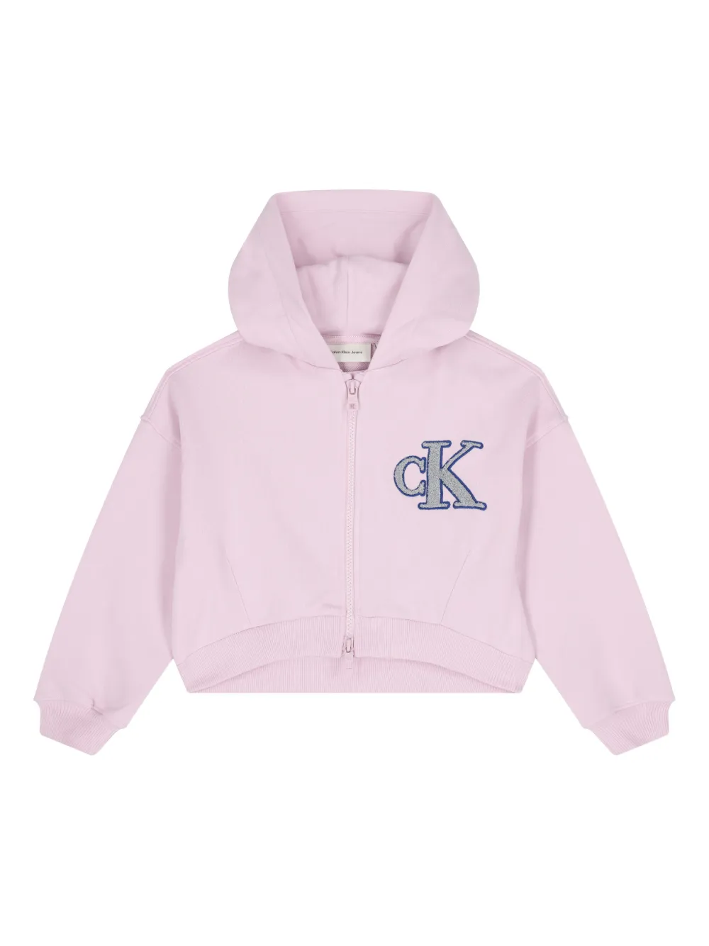 Calvin Klein Kids logo hooded zip-up hoodie - Rosa