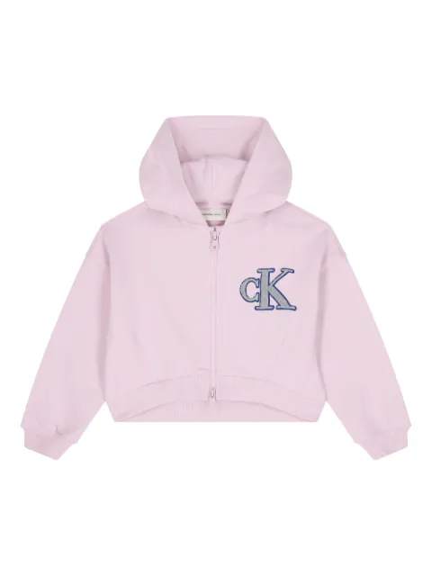 Calvin Klein Kids logo hooded zip-up hoodie