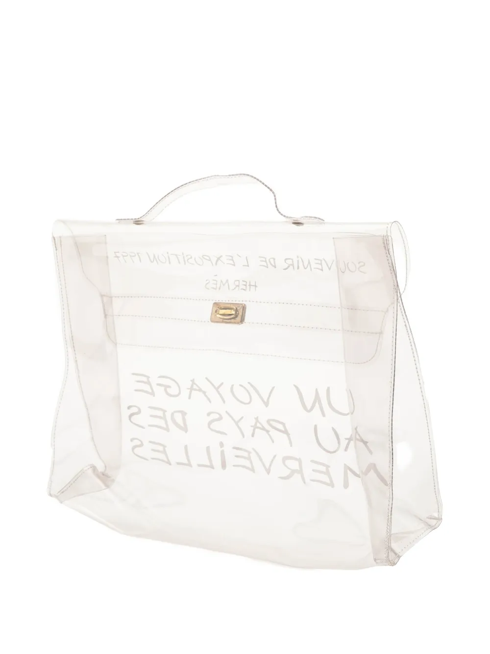 Click to view more detailed imagery on our partner's website Pre-owned Hermes 1990-2010 Vinyl Souvenir De L Exposition Kelly Handbag In White
