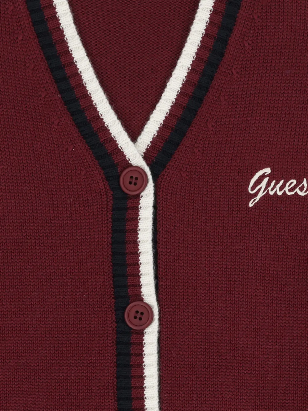Guess Logo Knitted Cardigan In Red