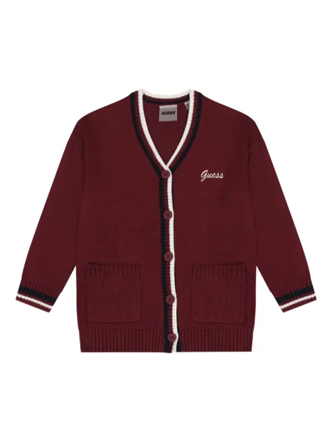 guess kids logo knitted cardigan