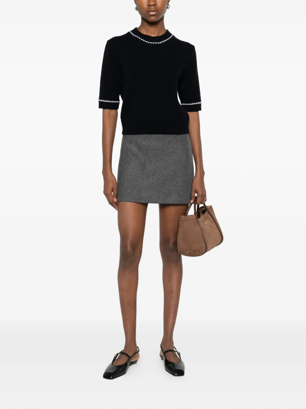 Allude Contrast-trim T-shirt In Black