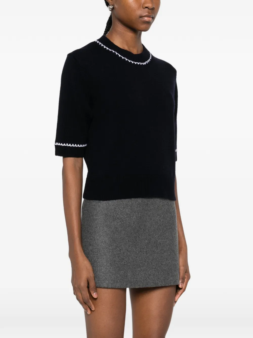 Allude Contrast-trim T-shirt In Black