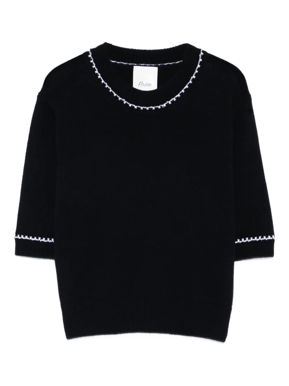 Allude Contrast-trim T-shirt In Black