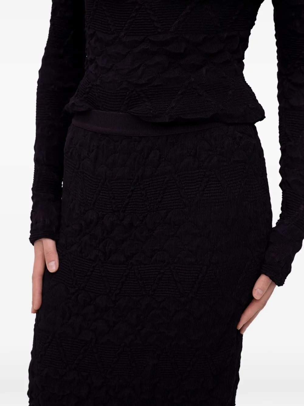 BOSS Midi-rok met textuur Zwart