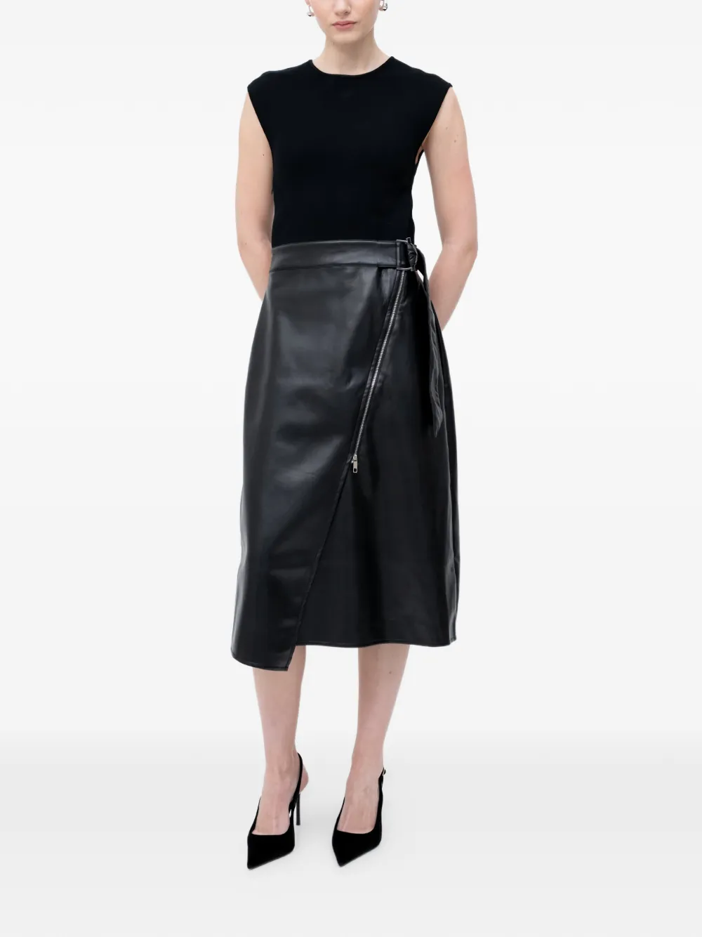 BOSS zip wrap dress - Zwart