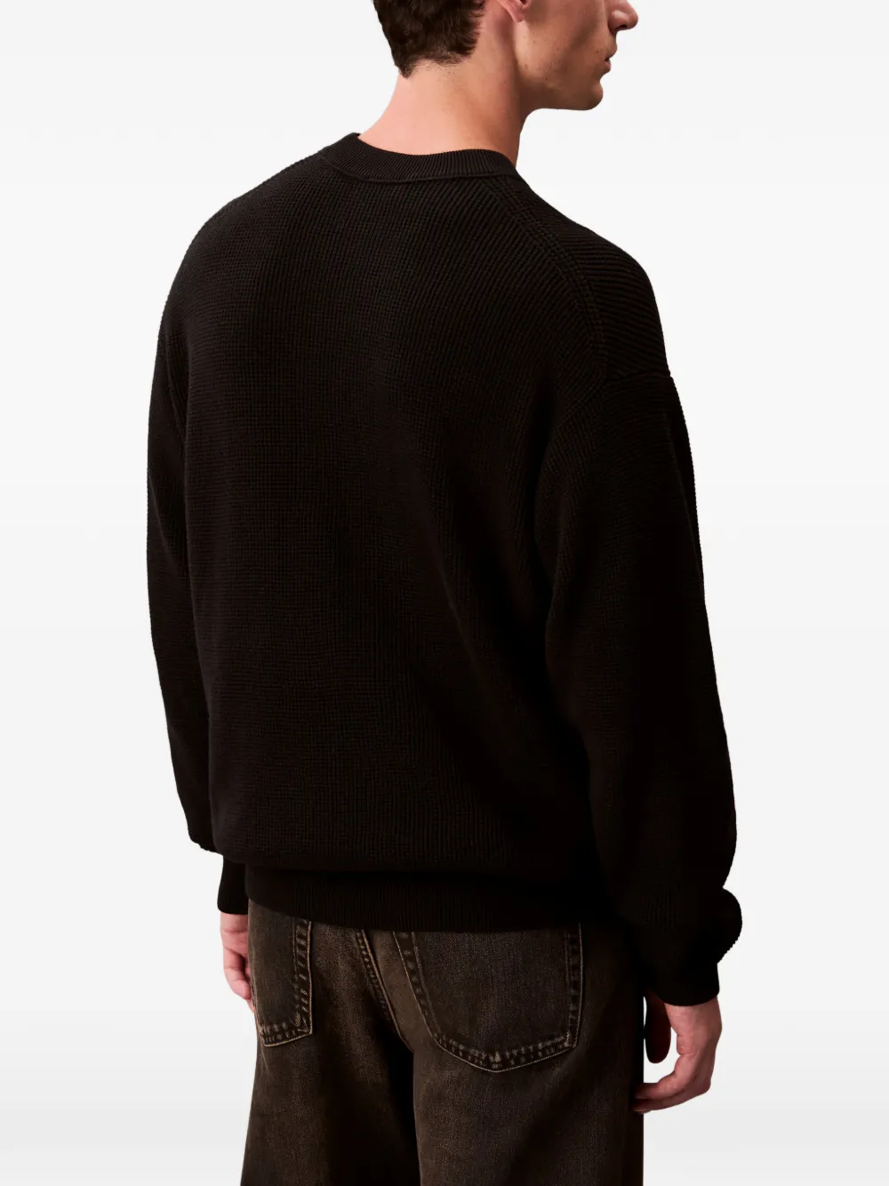 Calvin Klein Logo-patch Sweater In Black