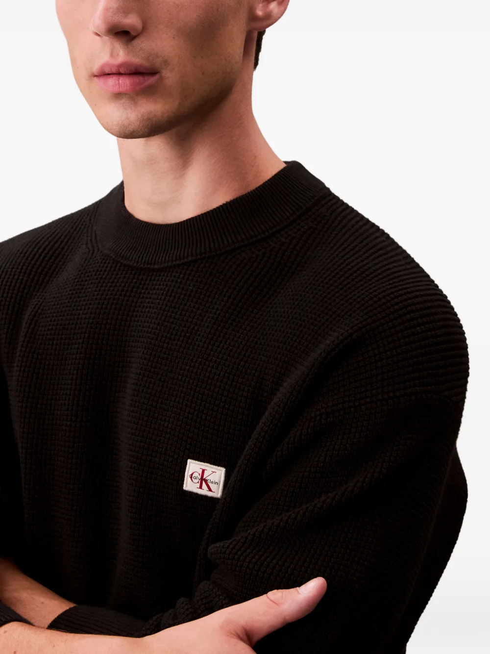 Calvin Klein Logo-patch Sweater In Black