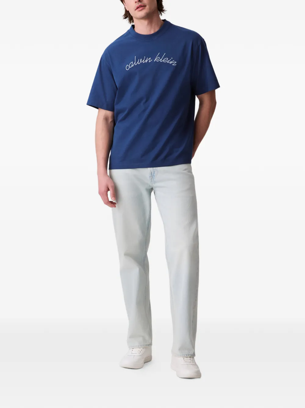 Calvin Klein T-shirt met geborduurd logo - Blauw