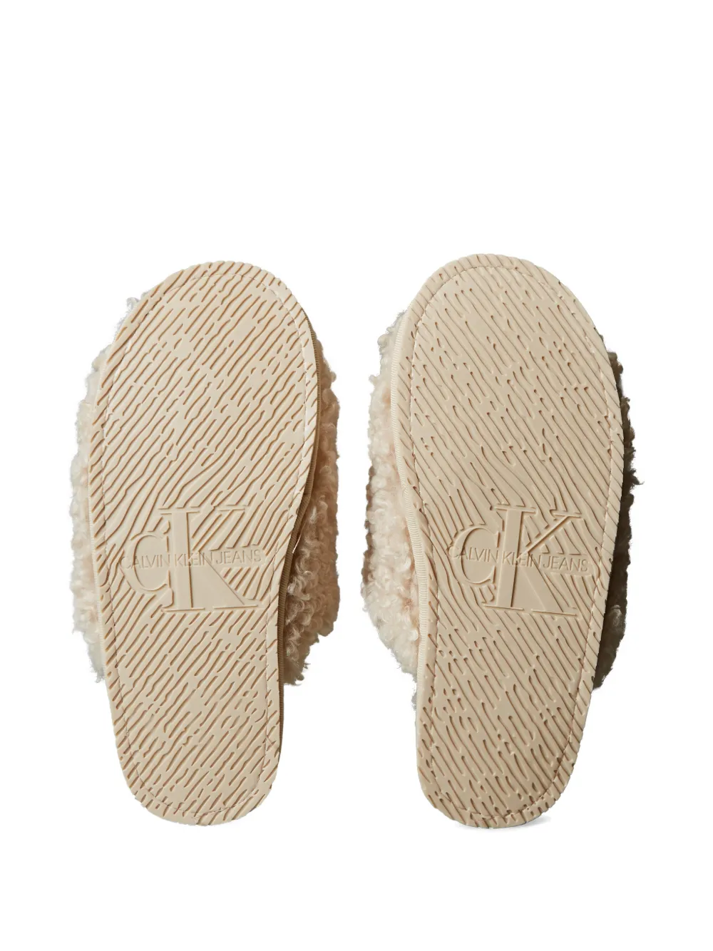 Calvin Klein Slippers met imitatie lamswol Beige