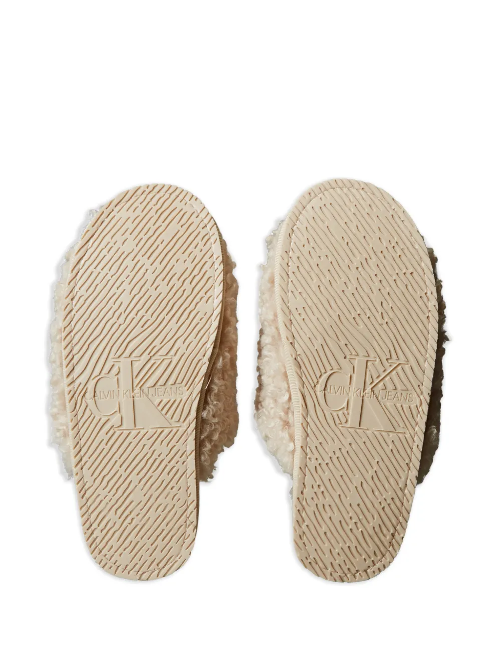 Calvin Klein Slippers met imitatie lamswol Beige