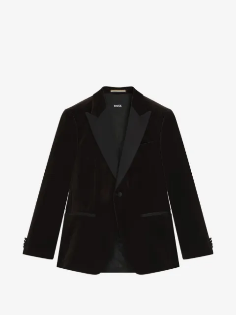 BOSS Slim-fit tuxedo jacket in cotton velvet