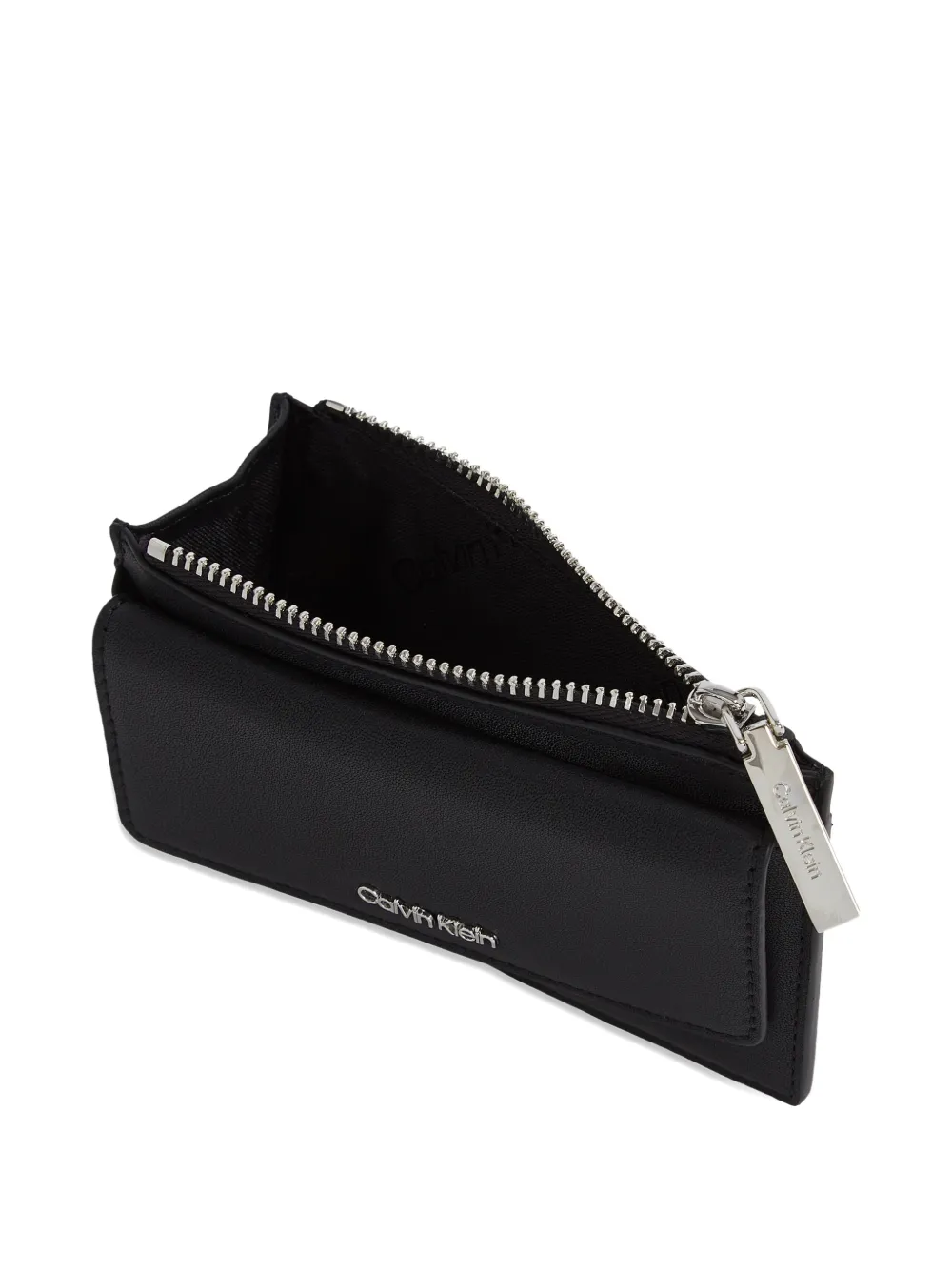 Calvin Klein Flap-pocket Zip-fastening Wallet In Black