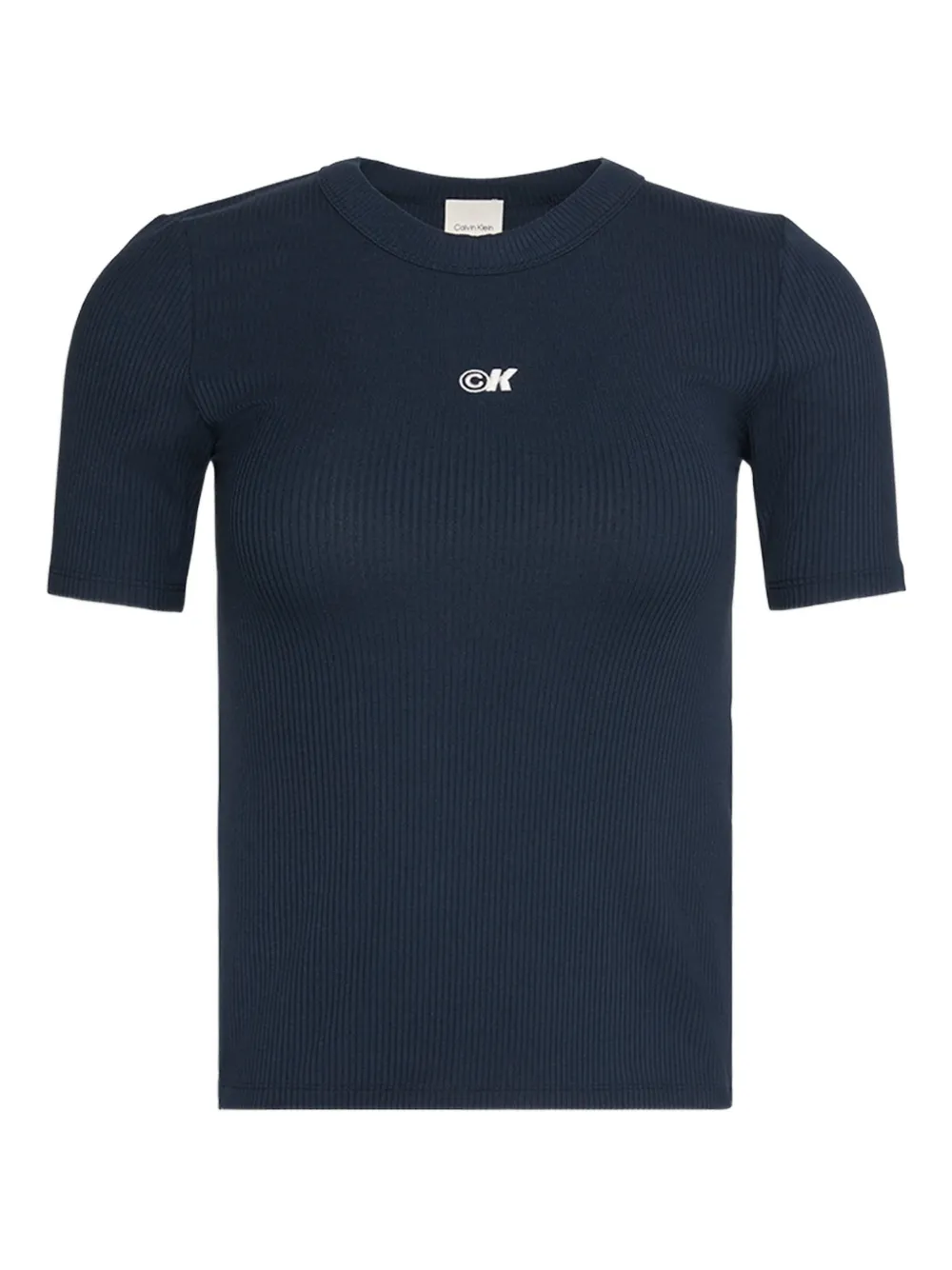 Calvin Klein ribbed logo-detail T-shirt - Blu