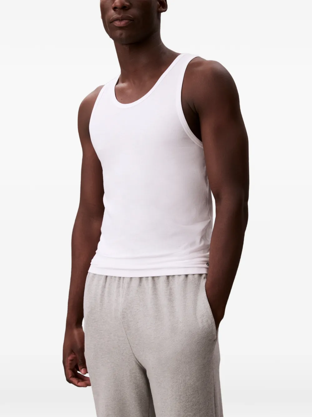 Calvin Klein Logo-embroidery Tank Top (set Of Three) In White
