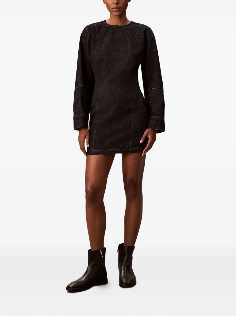 Calvin Klein long-sleeve zip-fastening mini dress - Blauw