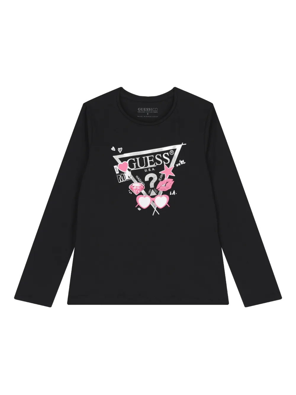 guess kids logo long-sleeved T-shirt - Nero