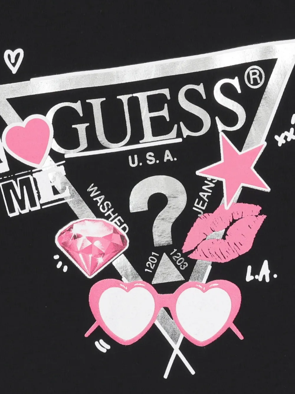 Guess Logo Long-sleeved T-shirt In Black