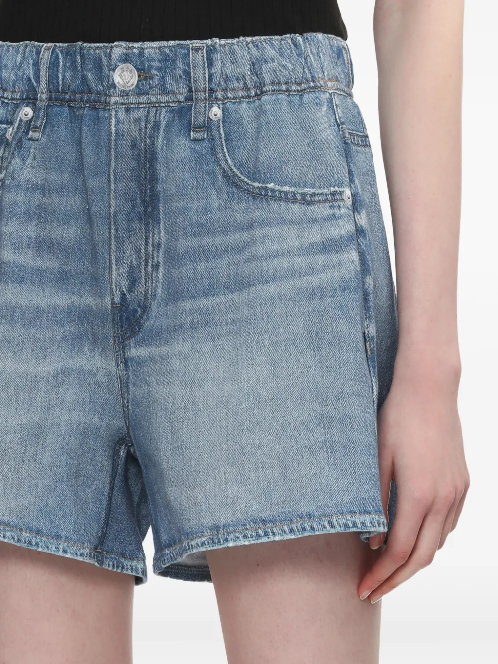 rag & bone Gerafelde elastische shorts Blauw