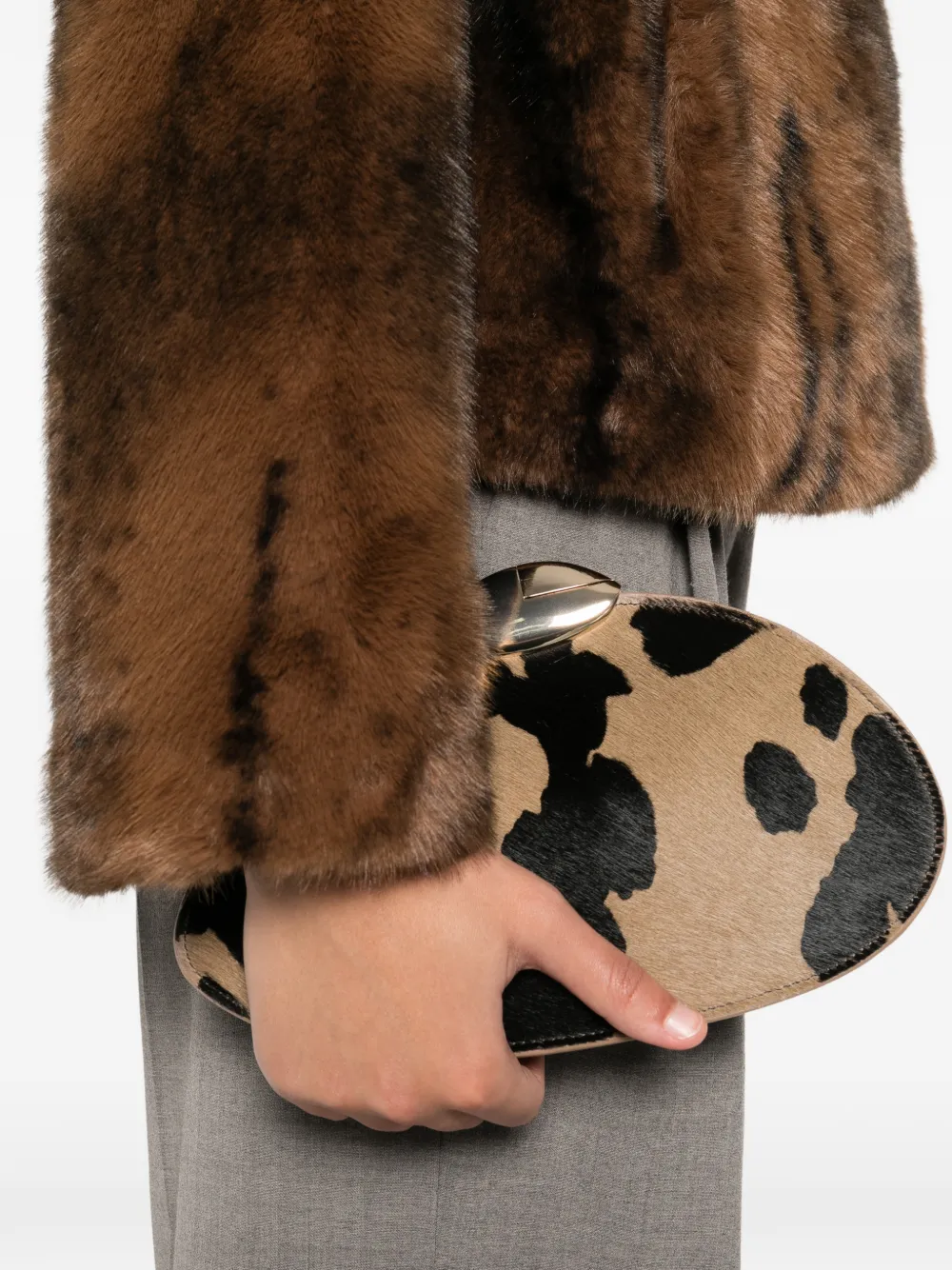 Benedetta Bruzziches animal-print clutch bag - Beige