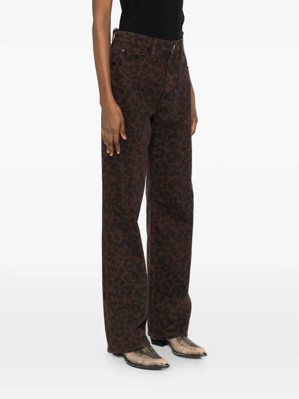 rag & bone Shea jeans met luipaardprint Bruin