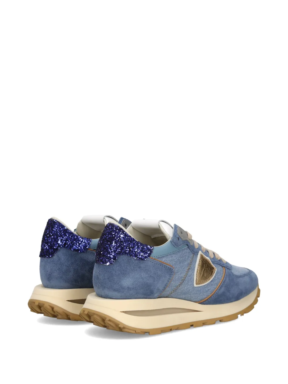Philippe Model Paris Tropez Haute sneakers met glitterhak Blauw