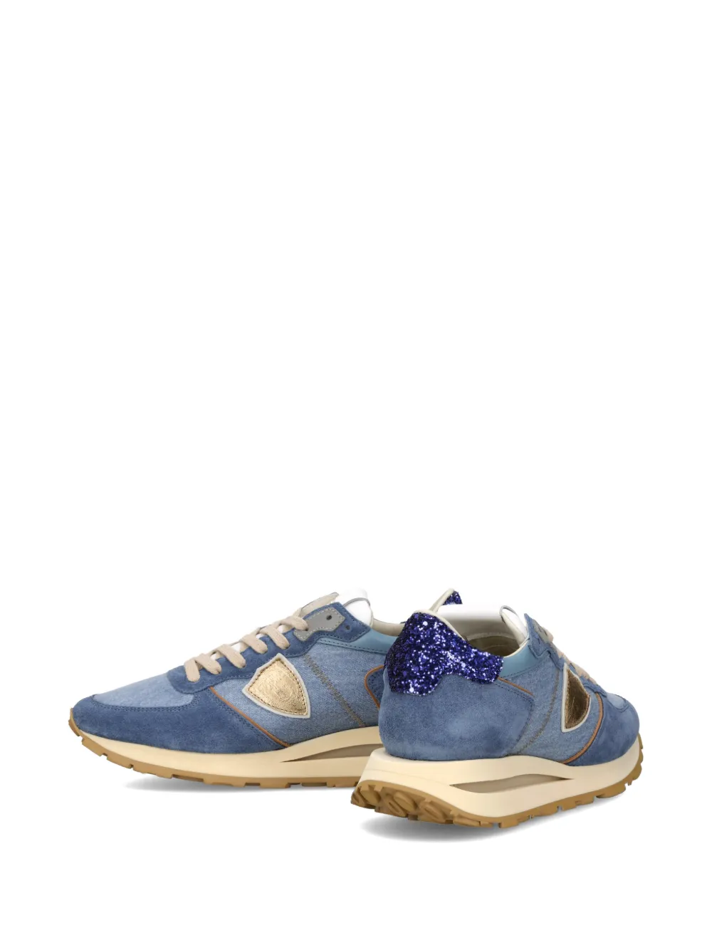 Philippe Model Paris Tropez Haute sneakers met glitterhak Blauw