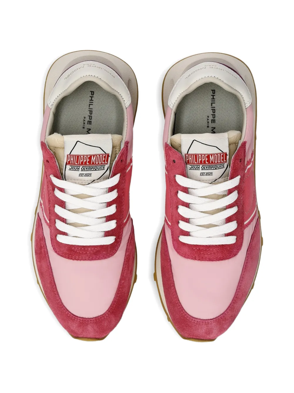 Philippe Model Paris Gestreepte low-top sneakers Roze