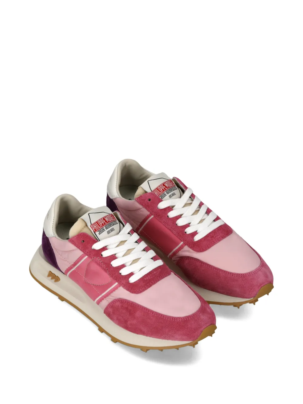 Philippe Model Paris Gestreepte low-top sneakers Roze