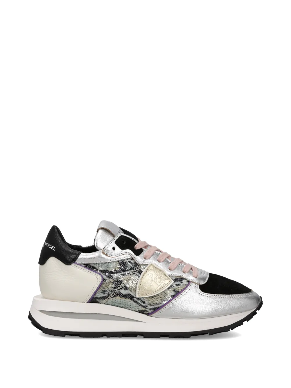 Philippe Model Paris Tropez Haute sneakers met vlakken Zilver