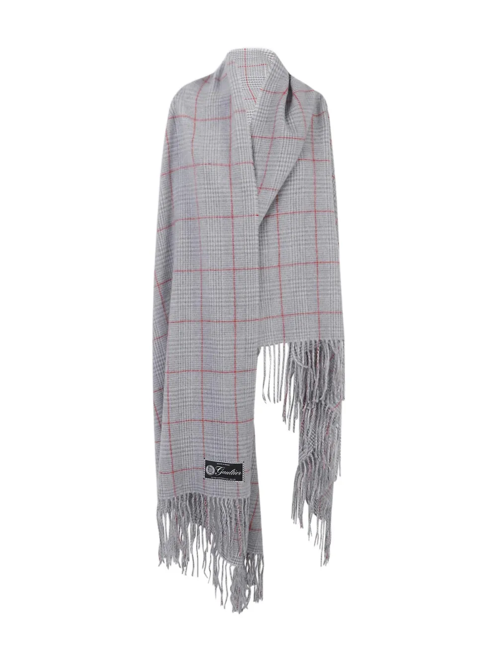Jean Paul Gaultier fringed check scarf - Grigio