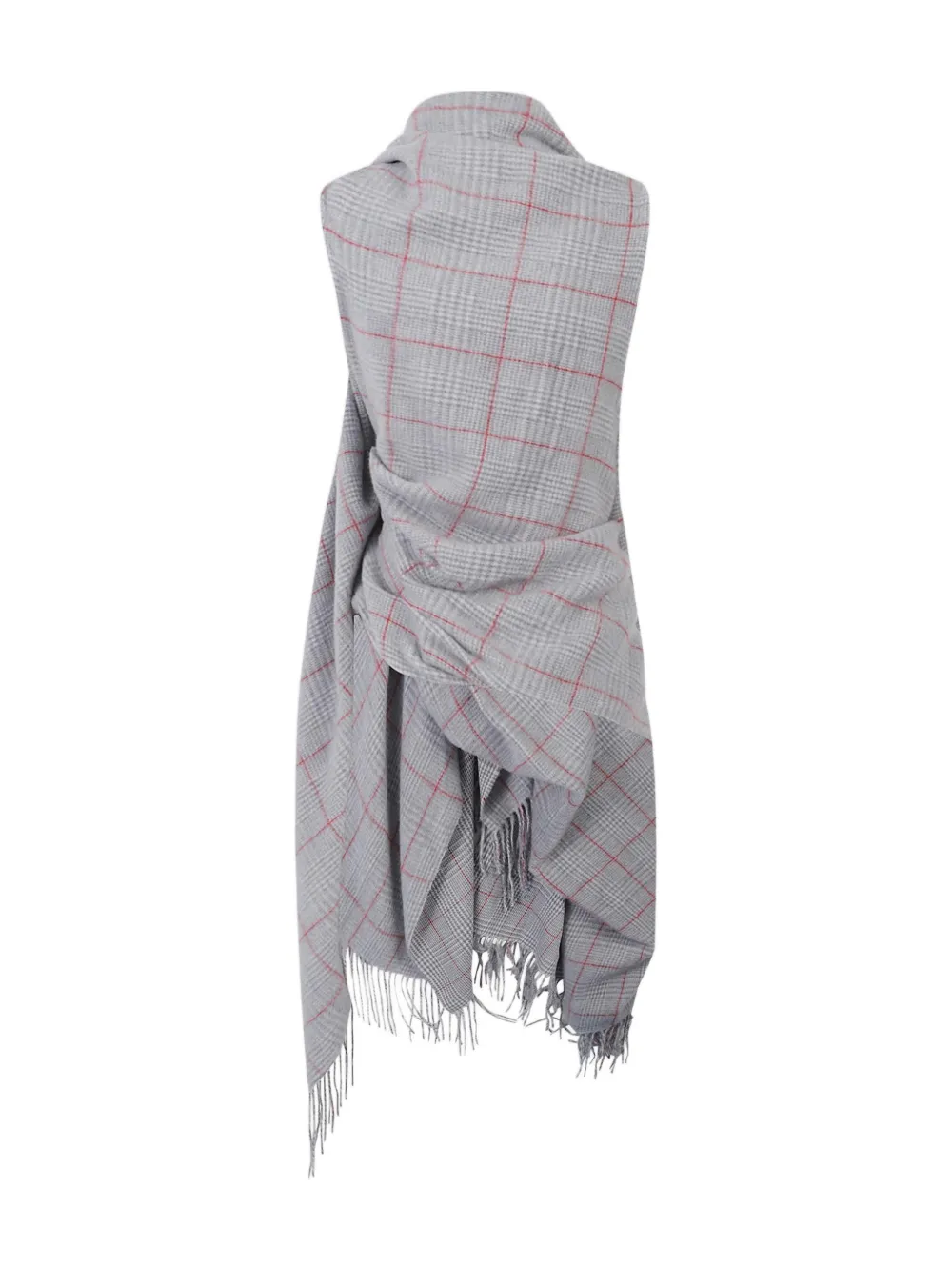 Jean Paul Gaultier fringed check scarf - Grijs