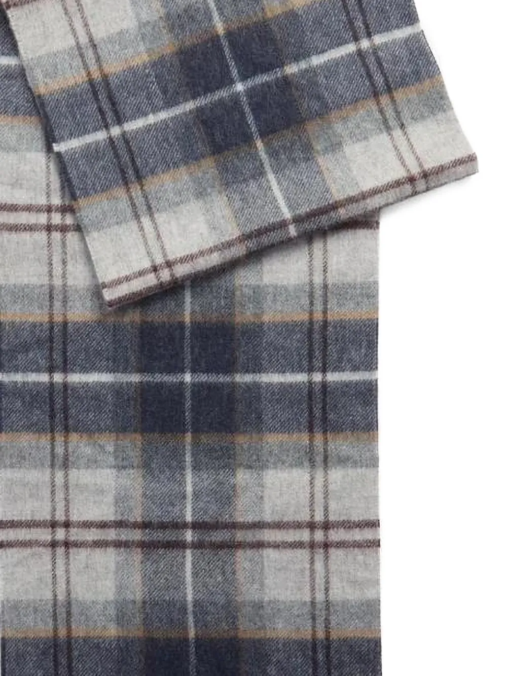 Barbour tartan-patterned fringed-hem scarf - Grijs