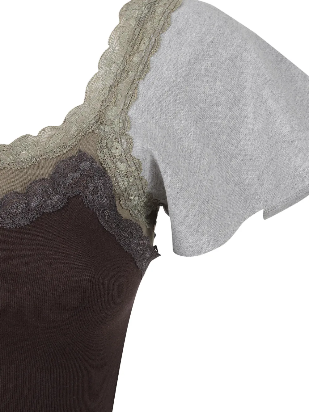 August Barron Lace-trim Double-layer Tank Top In Brown