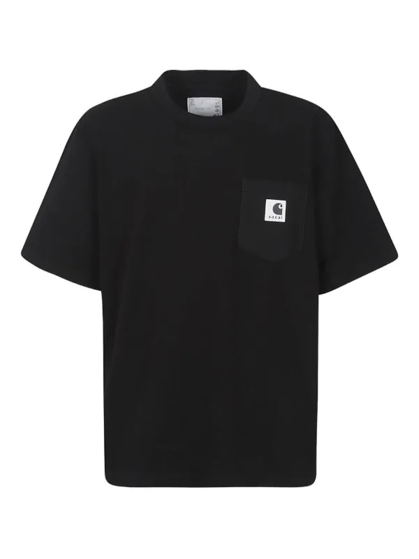 sacai × carhartt WIP 胸ポケットTシャツ ブラック サイズ3 Sacai x Carhartt WIP ポケット Tシャツ | ブラック | FARFETCH JP