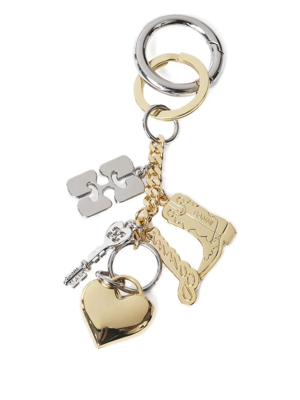 GANNI polish-finish keyring - Argento