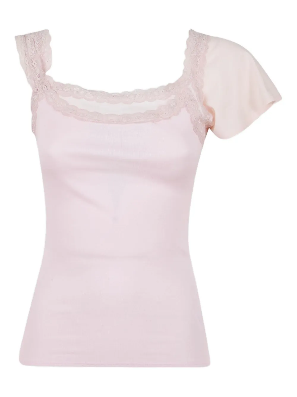 August Barron Lace-trim Top In Pink