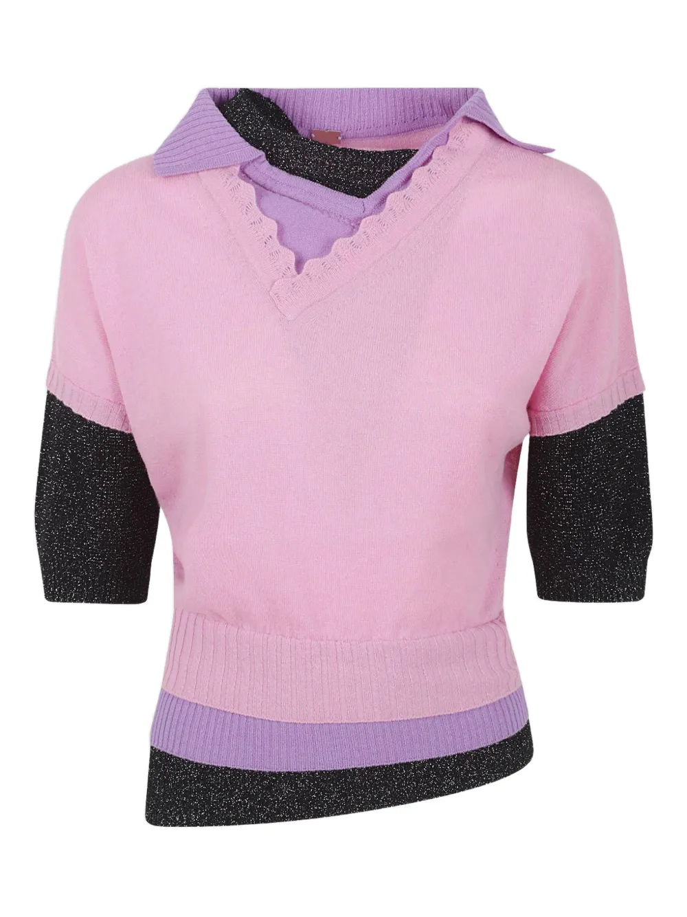 August Barron Layered-design Sweater In Multi