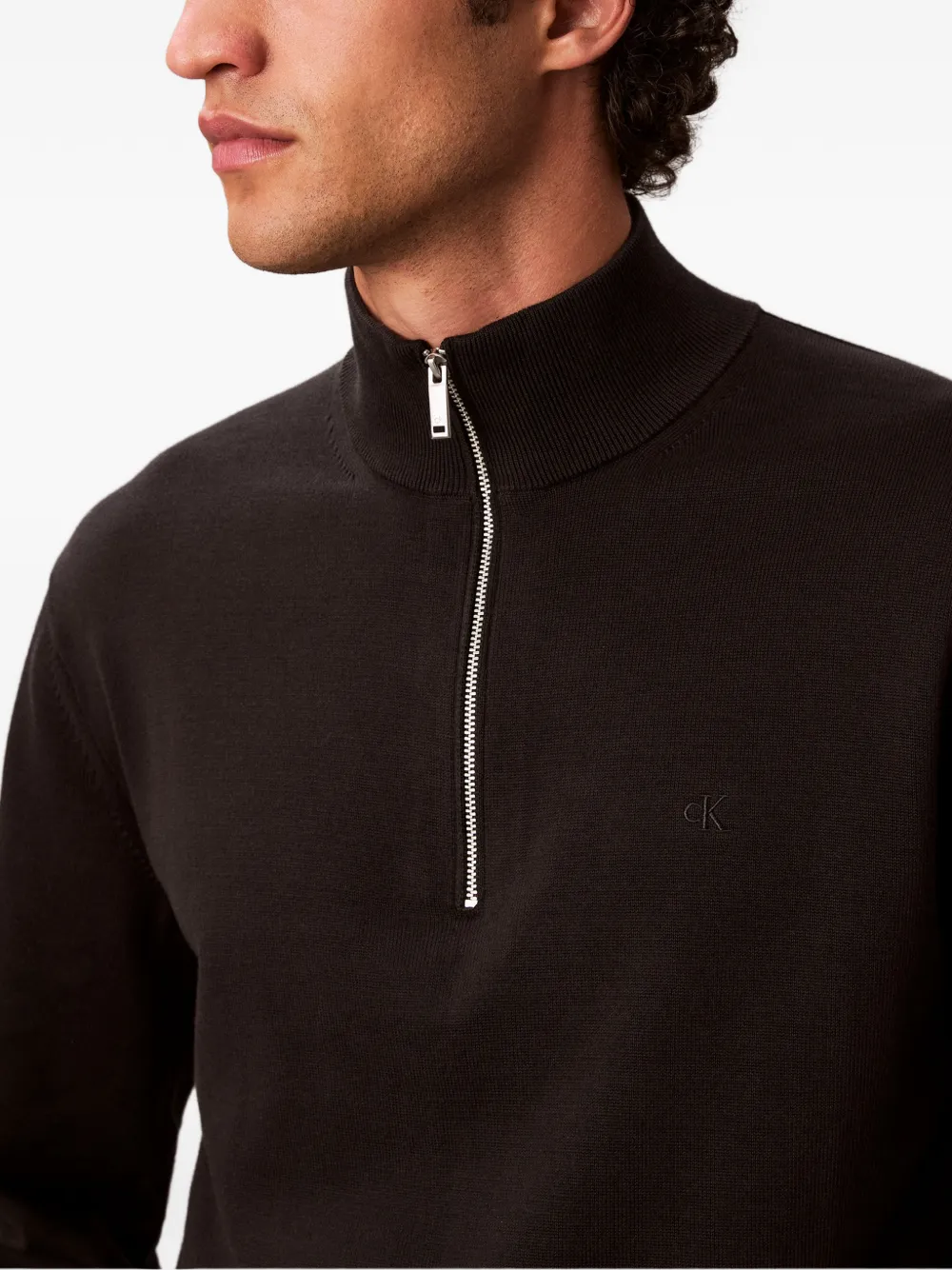 Calvin Klein Trui met halve rits Zwart
