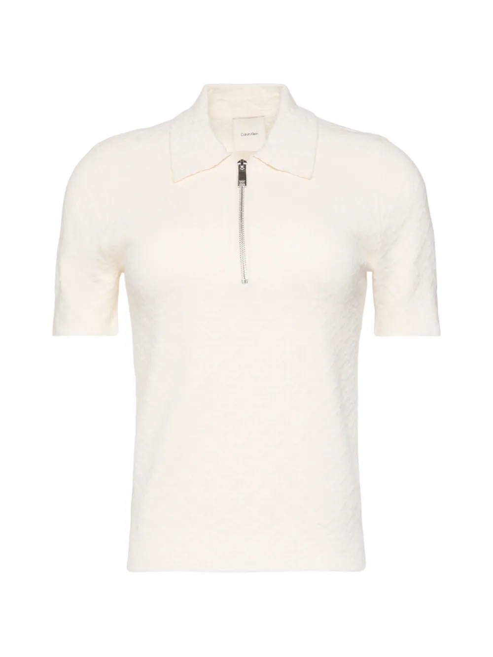 CK Jeans textured zip-up polo top - Nude