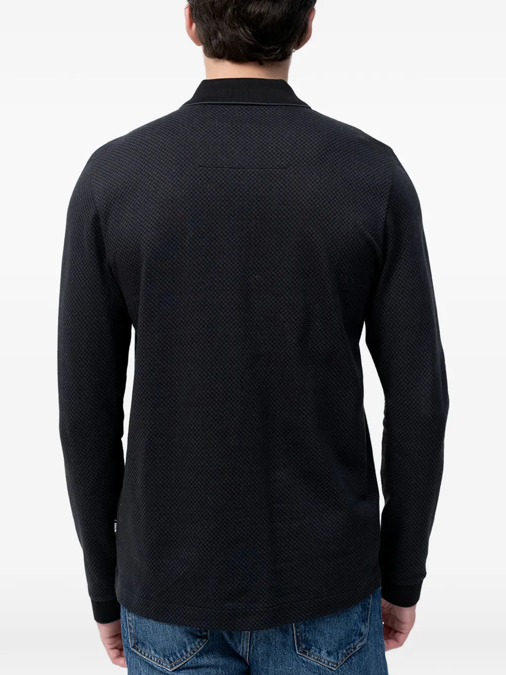 BOSS zip long-sleeved polo shirt - Zwart