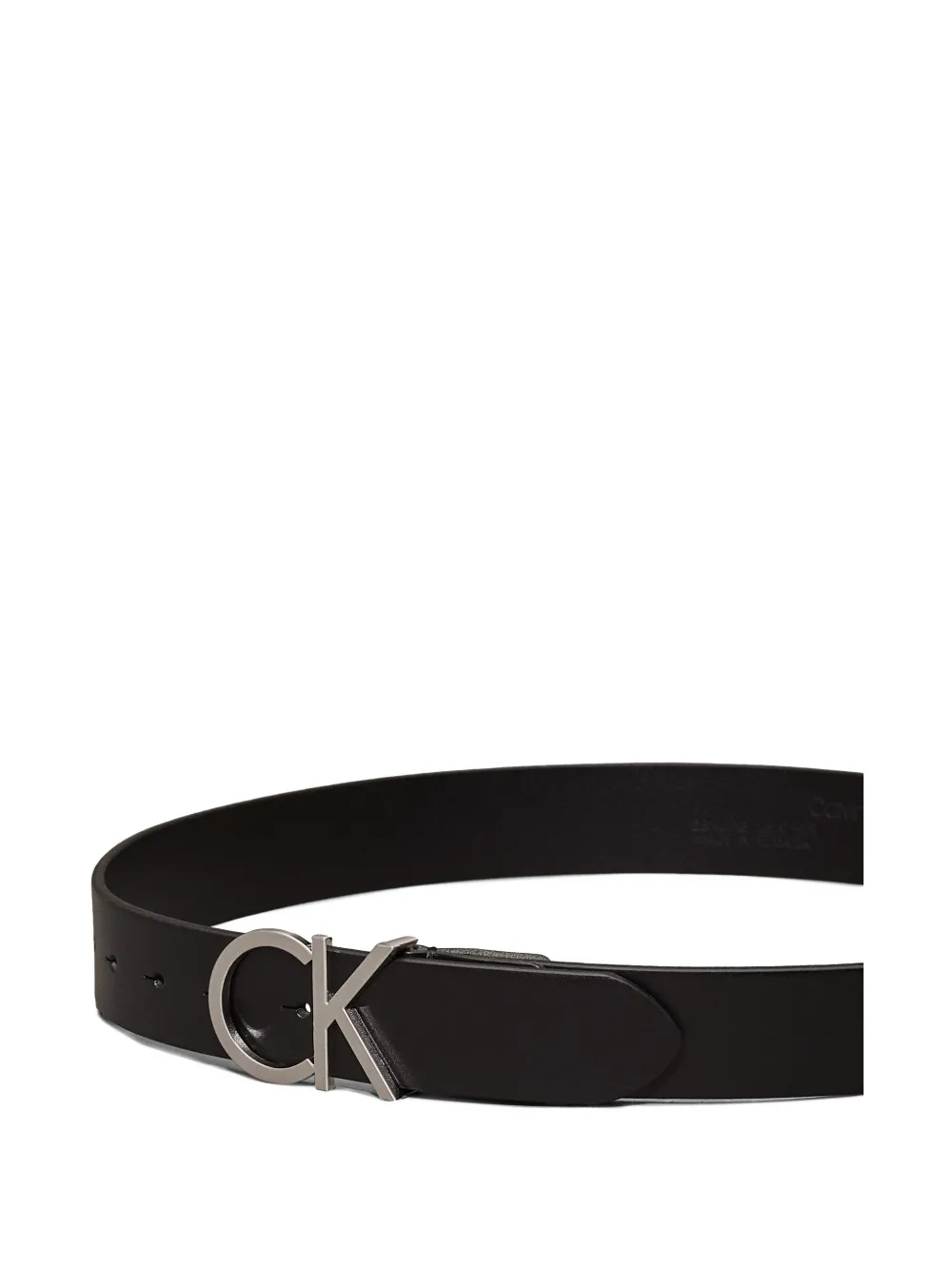 Calvin Klein Logo Leather Belt In Black