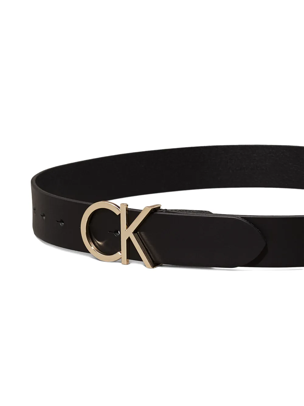 Calvin Klein Leren riem met logogesp Zwart