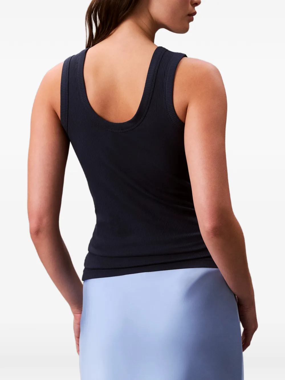 Calvin Klein Geribbelde tanktop met logo Blauw