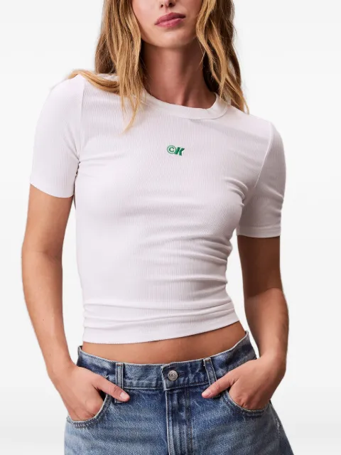 Calvin Klein playera de canalé con logo CK
