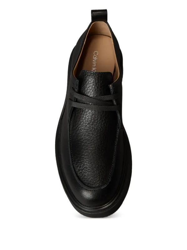 Calvin Klein pebbled-leather lug-sole Derby Shoes | Black  display picture 2