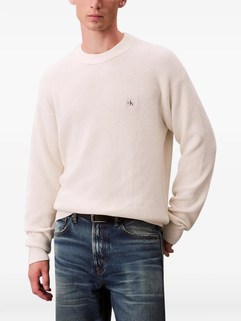 Calvin Klein logo crew-neck sweater - Beige