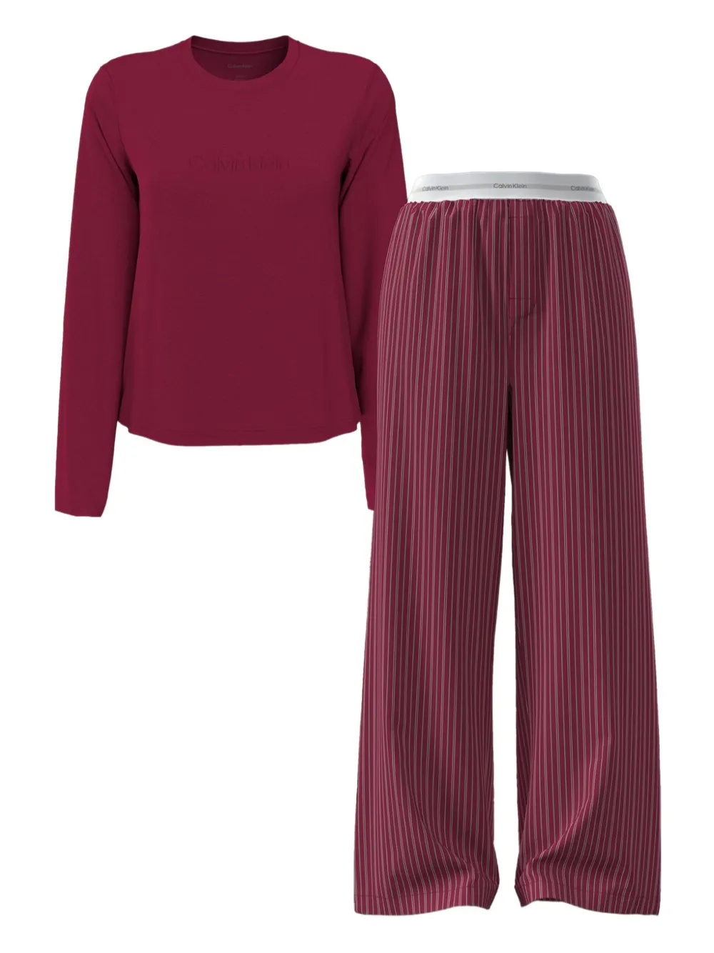 Calvin Klein Logo Striped Pajama (set Of Two) In Red