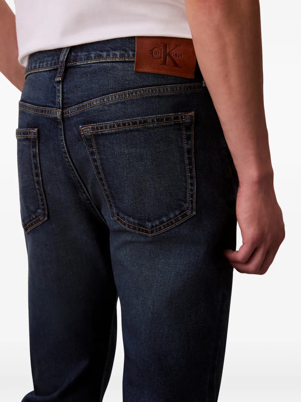 Calvin Klein Regular-fit jeans met logopatch en vijf zakken Blauw