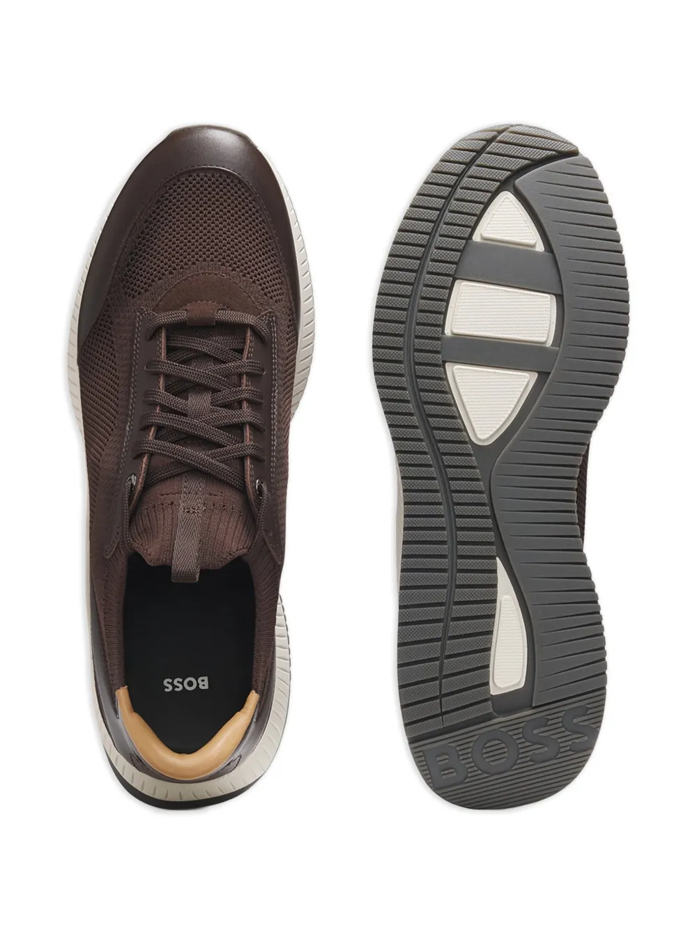 BOSS Sneakers met mesh vlakken Bruin